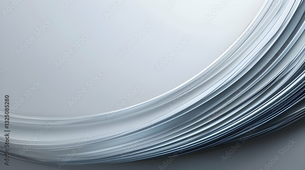 Poster dynamic metallic silver gray waves flowing on gradient background in modern abstract digital art des