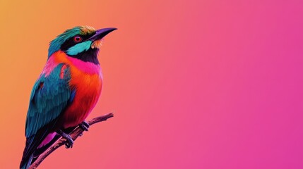 Fototapeta premium A Colorful Bird Perched Upon A Small Brown Branch