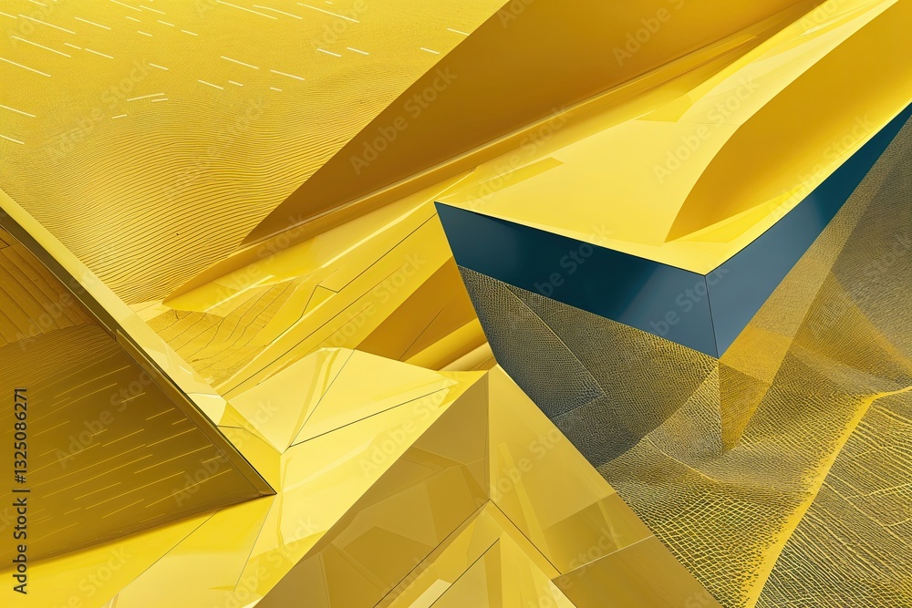 Poster vibrant yellow abstract illusionary background with geometric line patterns and textured design