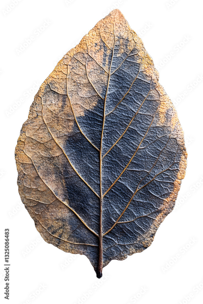 Poster fossilized leaf. selective focus. close-up, background and texture