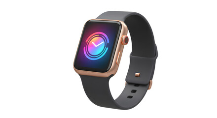 Fototapeta premium Checking Time on Smartwatch with Colorful Display and Gray Band