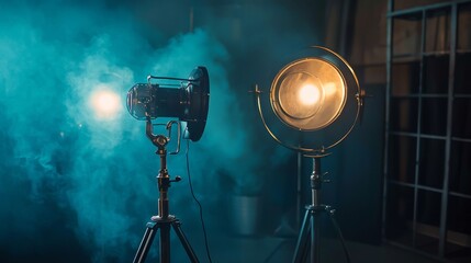 Professional photography studio with dramatic lighting