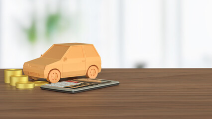 The Car and Calculator for Business concept 3d Rendering.