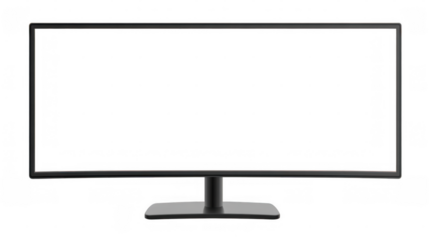 Curved computer monitor on a transparent background showcasing sleek design for modern workspace integration