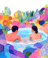 relaxing at the spa: couple in jacuzzi