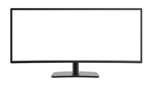 Curved computer monitor on a transparent background showcasing sleek design for modern workspace integration