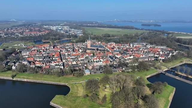 Aerial from the traditional city Naarden in the Netherlands