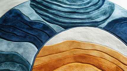 PNG Modern round rug with waves