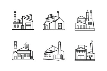 industrial building icon line art vector illustration
