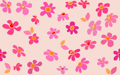 Hand drawn colourful flowers, seamless patterns with floral for fabric, textiles, clothing, wrapping paper, backdrop, banner, illustration, abstract backgrounds.
