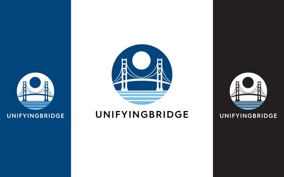Bridge and moon modern logo