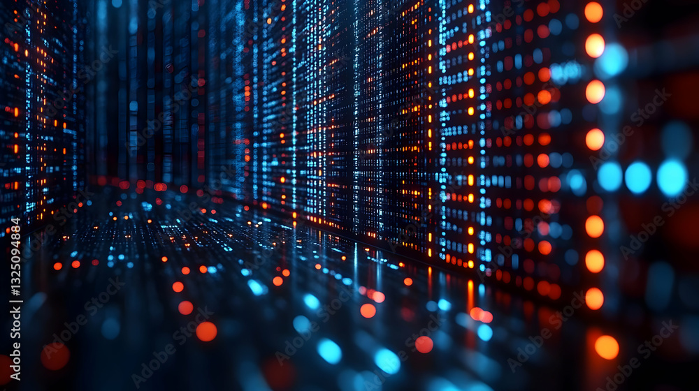 Poster abstract futuristic digital data visualization
