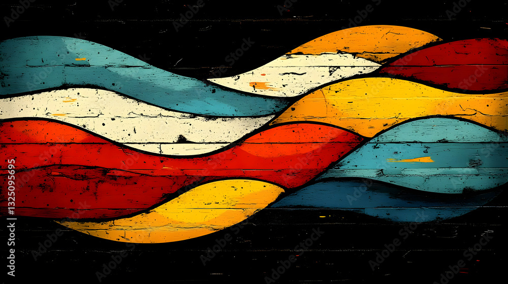 Poster abstract colorful pixelated wave pattern