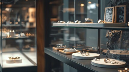 Elegant glass display case filled with pastries and desserts