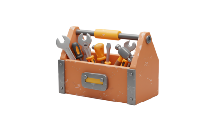 Cartoon Toolbox Filled with Hand Tools Illustration on a White Background