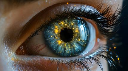 Closeup Sparkling Blue Eye Detail