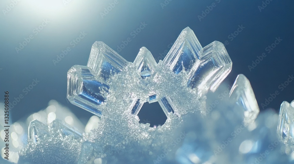 Poster intricate ice crystal formation with sharp edges and luminous glow effect