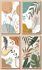 Abstract art background vector with hand draw art nature design, watercolor brush texture, flower and botanical leaves watercolor. 
Can be use for wall decoration, postcard, poster, brochure