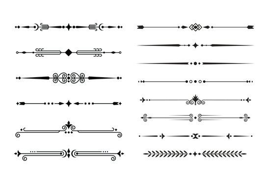 text divider ornament bundle design element, Decorative elegant retro fancy lines dividers frame border for text vector abstract hand drawn