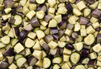 Chopped vegetables preparation kitchen food photography culinary art overhead view healthy eating