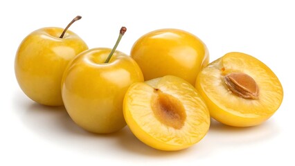 Yellow Plums on White Background