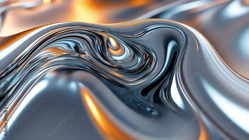 Poster this abstract image showcases flowing metallic waves with mesmerizing reflections of light. perfect 