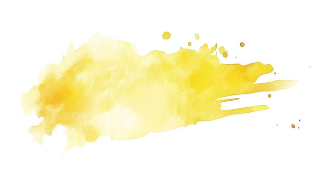 Abstract yellow ink watercolor splotch. A light wet yellow watercolor texture splotch on a white background, perfect for adding a touch of color to your designs illustration.