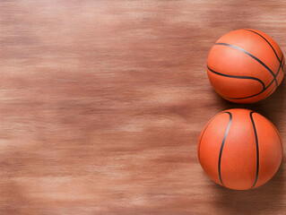 Obraz premium Two Basketballs on Wooden Background Image