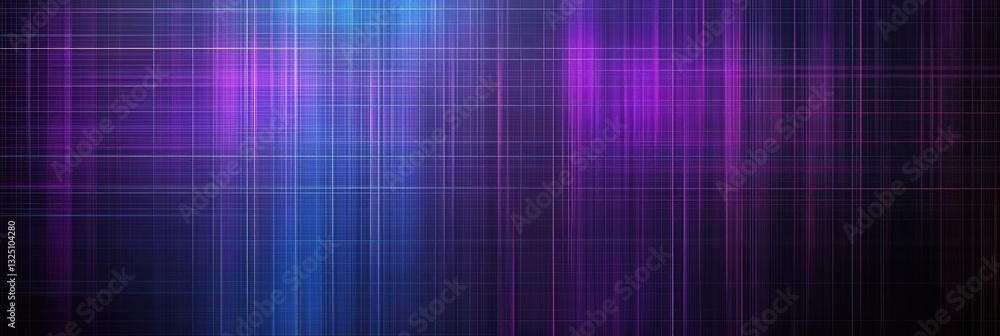 Poster abstract digital pattern with glowing neon lines creating a sleek grid in blue and purple shades for