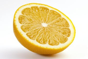 Fresh lemon half, vibrant yellow, juicy interior