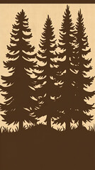Obraz premium Brown Pine Trees Illustration