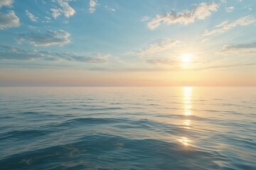 Fototapeta premium Serene Summer Ocean Landscape with Tranquil Waters and Bright Horizon