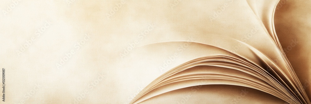 Fototapete inviting design with subtle book page texture in cream and brown tones featuring a prominent fold fo
