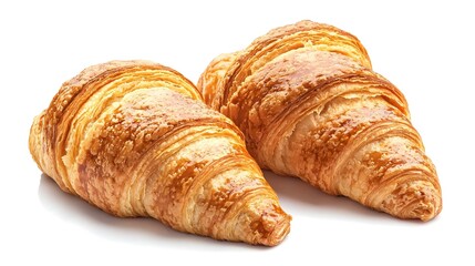 Two french croissant isolated on white