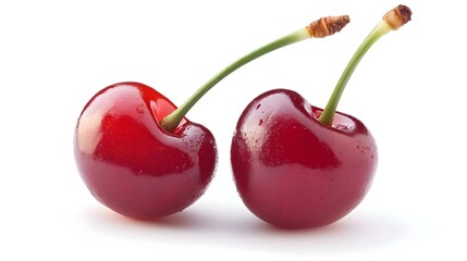 Twin or double maraschino cherries with stems