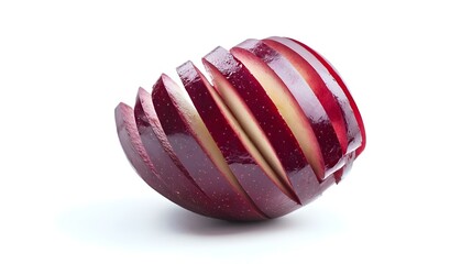Red sliced apple isolated on white background
