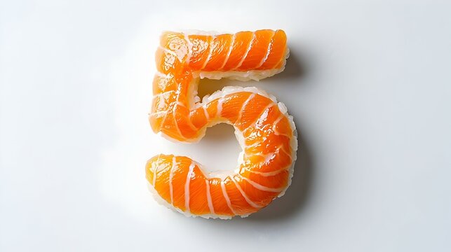 Sushi alphabet number five isolated on white