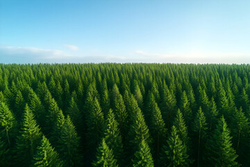 Fototapeta premium Aerial View Evergreen Forest Background
