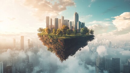 Floating Green City A Progressive Vision of Sustainable Urban Life High Above the Clouds and in Harmony with Nature