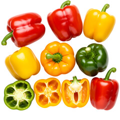 Colorful Bell Peppers - Fresh and Vibrant Vegetables on a White Background