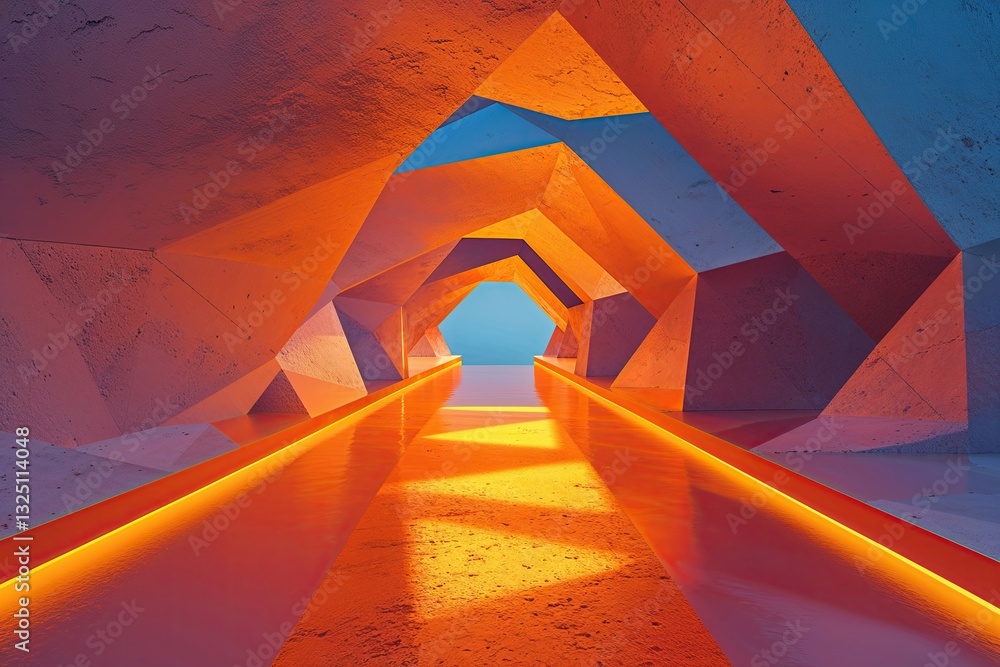 Poster vibrant orange background featuring dynamic geometry and texture for web and poster design