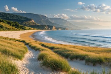 Serene Summer Coastal Landscape at Golden Beach with Stunning Views