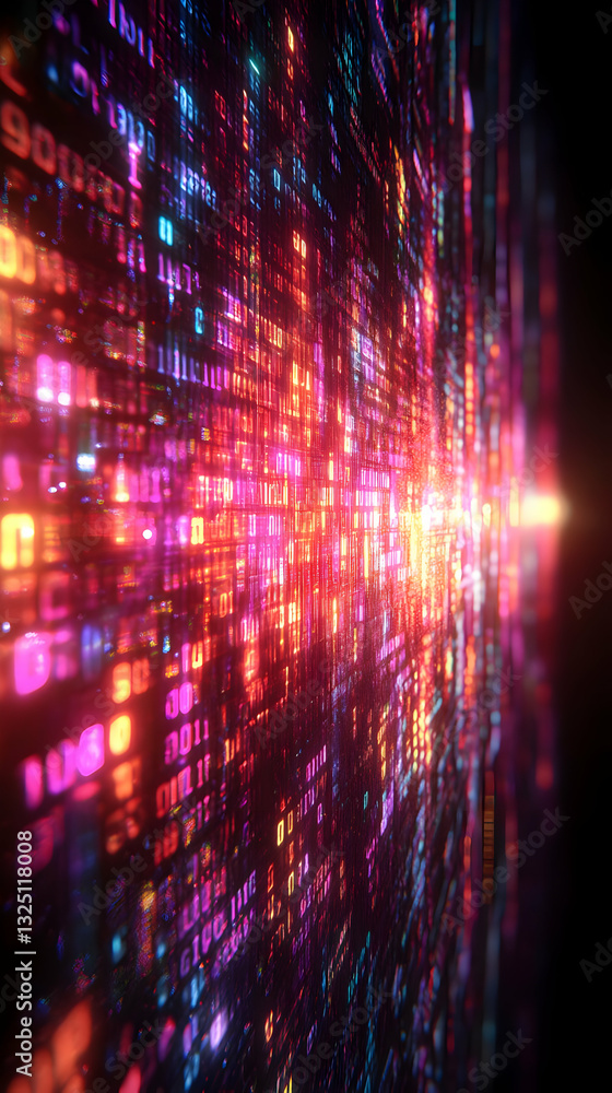 Poster abstract colorful glowing data stream
