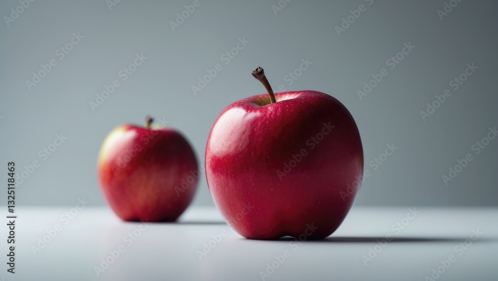Poster red apple on a white background, isolated with a clipping path, exhibiting full depth of field.