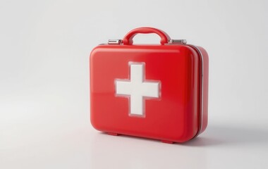 Obraz premium First Aid Kit Red Medical Box with White Cross Isolated