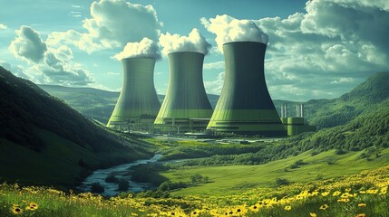 Nuclear Power Plant in a Serene Valley