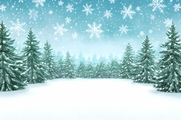 Winter Wonderland Snowy Forest Illustration