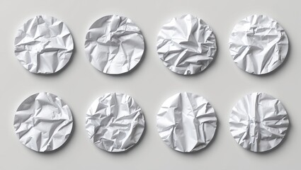 Fototapeta premium Set of round white paper stickers mock-up blank labels, isolated on background with clipping path.