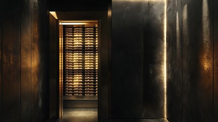Illuminated Wine Cellar: A Dark and Mysterious Interior
