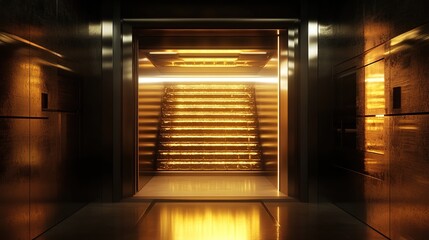 Golden Elevator: Futuristic Interior Design